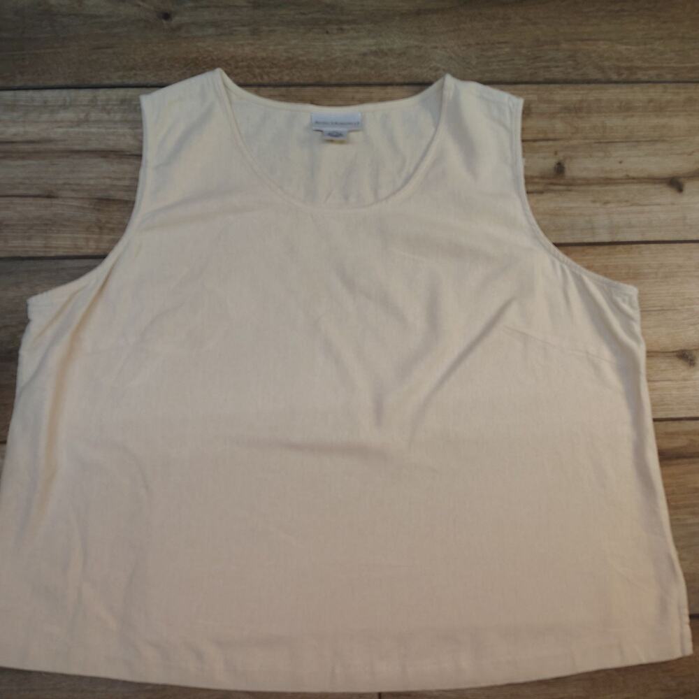 ANNA MAXWELL Linen Blend Tank Top 2X 22 24 Cream Coastal Grandmother Lagenlook